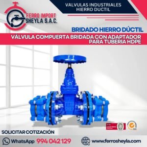 VÁLVULA COMPUERTA BRIDADA CON ADAPTADOR PARA TUBERÍA HDPE | BRIDADO HIERRO DÚCTIL