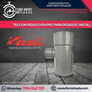 TEE CON REDUCCIÓN PVC PARA DESAGÜE | NICOLL