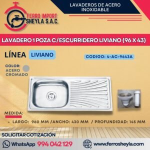 LAVADERO 1 POZA C/ESCURRIDERO LIVIANO (96 X 43)