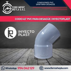 CODO 45° PVC PARA DESAGÜE | INYECTOPLAST