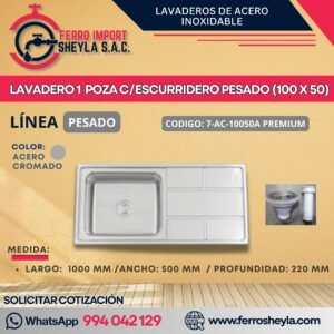 LAVADERO 1 POZA C/ESCURRIDERO PESADO (100 X 50)