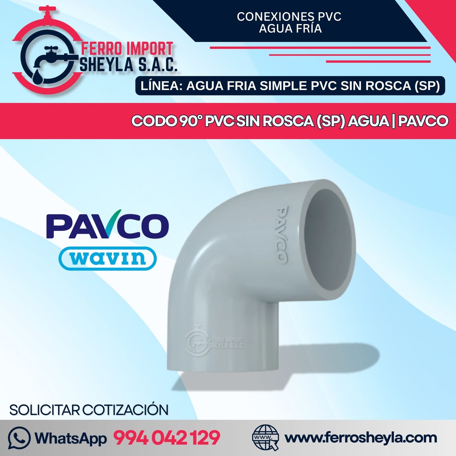 Codo PVC  Agua fría Pavco