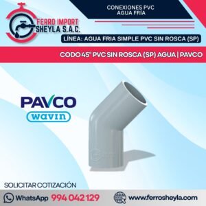 CODO 45° PVC SIN ROSCA (SP) AGUA | PAVCO