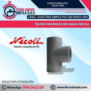 TEE PVC SIN ROSCA (SP) AGUA | NICOLL