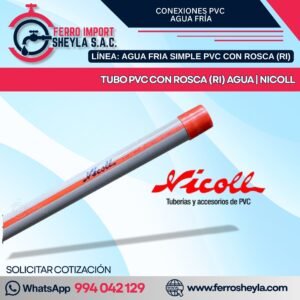 TUBO PVC CON ROSCA (RI) AGUA | NICOLL
