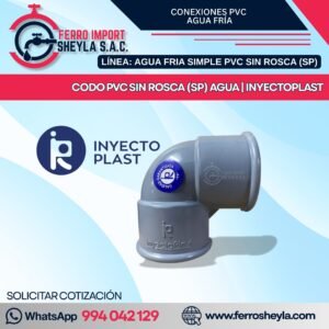 CODO PVC SIN ROSCA (SP) AGUA | INYECTOPLAST