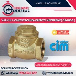 VÁLVULA CHECK SWING ASIENTO NEOPRENE( CIM 80A )