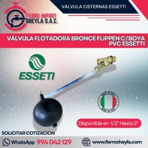 VÁLVULA FLOTADORA BRONCE FLIPPEN C/BOYA PVC ESSETTI