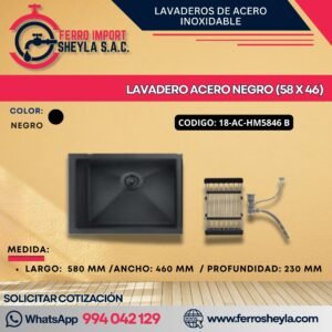 LAVADERO ACERO NEGRO (58 X 46)