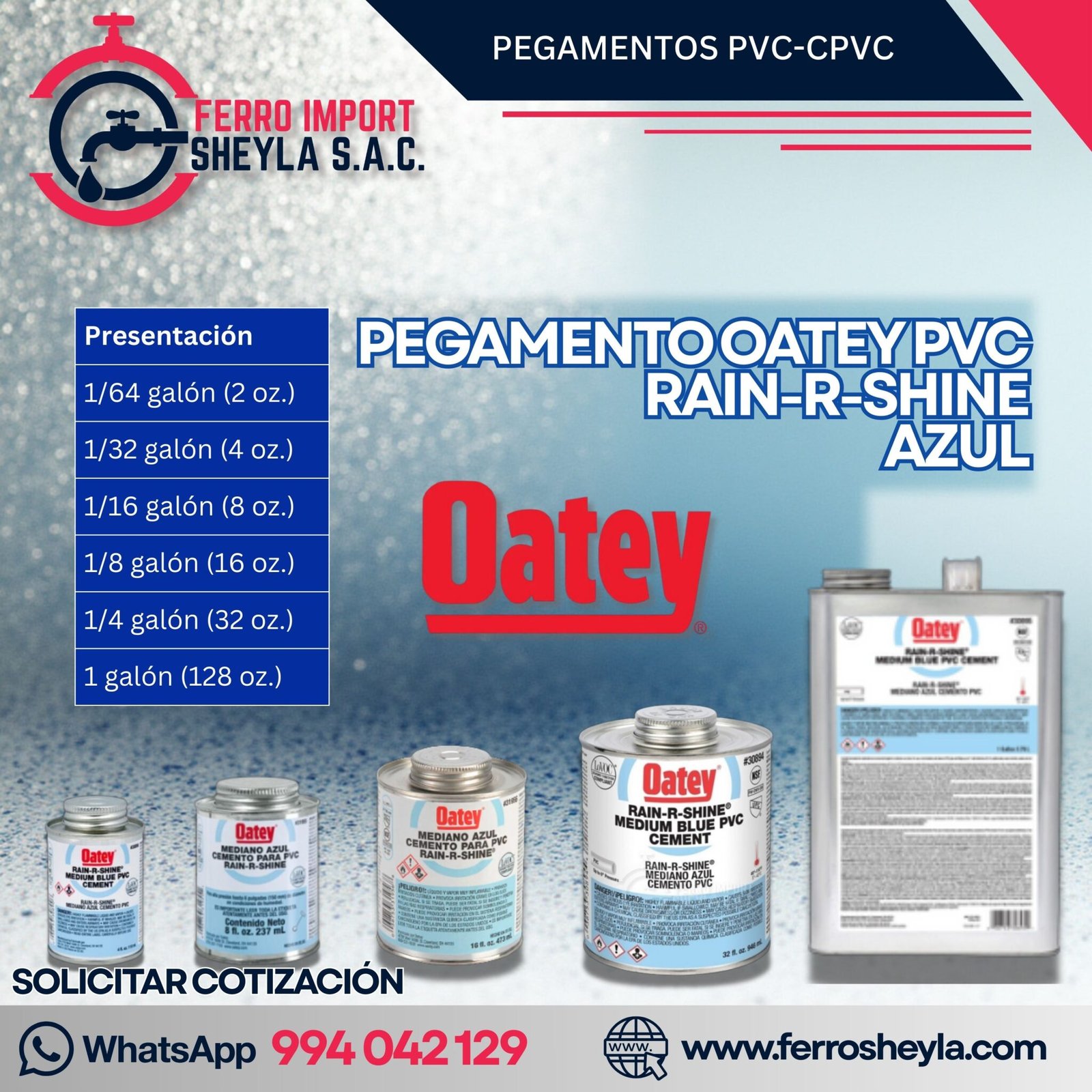 Pegamento Oatey Azul