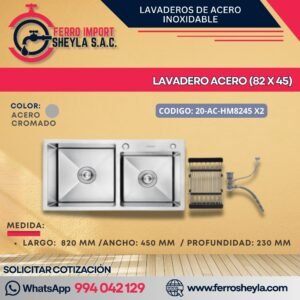 LAVADERO ACERO (82 X 45)