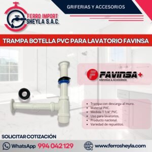 TRAMPA BOTELLA PVC PARA LAVATORIO FAVINSA