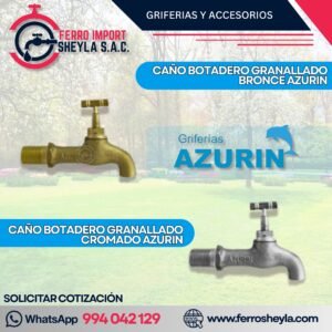 CAÑO BOTADERO GRANALLADO BRONCE Y CROMADO AZURIN