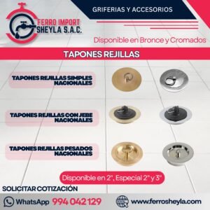 TAPONES REJILLAS BRONCE Y CROMADOS