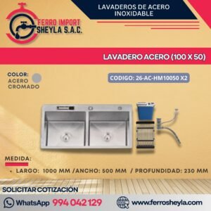 LAVADERO ACERO (100 X 50)