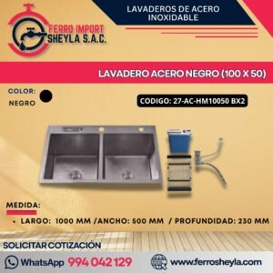 LAVADERO ACERO NEGRO (100 X 50)