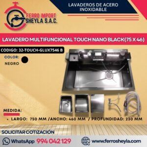 LAVADERO MULTIFUNCIONAL TOUCH NANO BLACK(75 X 46)