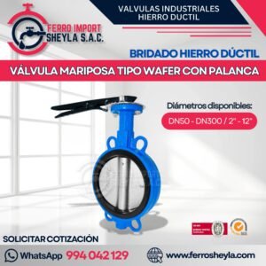 VÁLVULA MARIPOSA TIPO WAFER CON PALANCA | BRIDADO HIERRO DÚCTIL